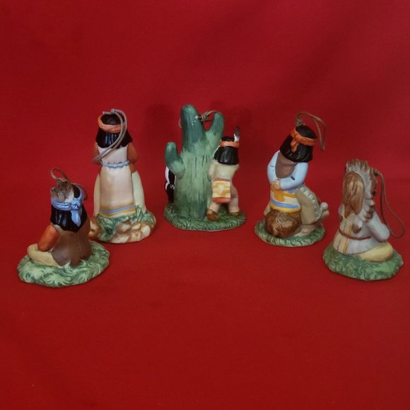Vintage Native American Indian Figurines Bell Ornaments Set of 5 - Picture 5 of 12
